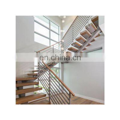 CBMmart U-Shape Modern Indoor Stair Treads Wood Step Prefabricated Stairs Steel Staircase for Home Decoration