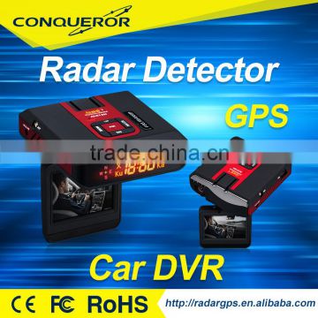 Taiwan conqueror 2.4" Car black box Camera 1080P car dvr gps radar detector with cheap price