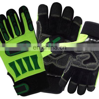 China Vibration Protection Top Fit Fluorescence Yellow Nylon Lining Foam Nitrile Palm TPR Back Design Anti Vibration Gloves Work
