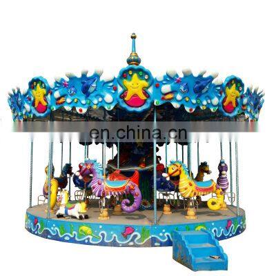 Popular kiddie carousel ride ocean theme park merry go round for sale