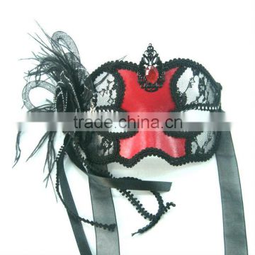 Red Leather Masquerade Lace Masks
