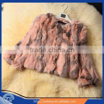 2015 Short Style Pink color Lady Winter natural rabbit fur coat/Jackets