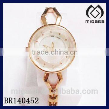 fashion watch golden plating facet glass ladies bracelet quartz watch for sale