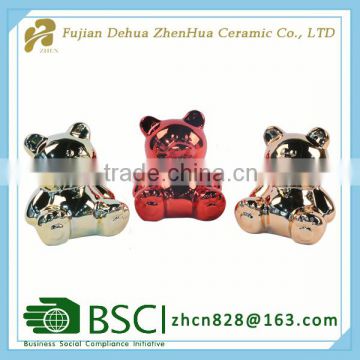 mini lovely bear ceramic coin bank for custom gift