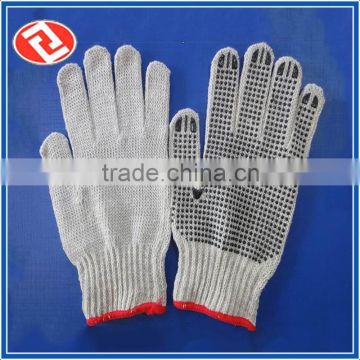 7 Gauge Wear-resisting White Cotton Knitted PVC Dot Gloves