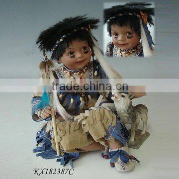 Wholesale porcelain dolls 18inch native American baby doll realistic fashion toys hot sale