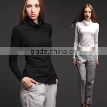 Women's Long Sleeve Layering Mock Turtleneck T-shirt Top Stretchy Quality OEM ODM Type Clothing Factory Manufacturer Guangzhou