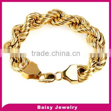 New Design unique rope stainless steel 18k gold bracelet for man