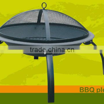 22 Inch Round Black Steel Foldable Indoor and Outdoor Fire Pit