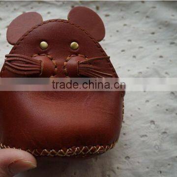 High quality Pure hand-made genuine leathter animal coin purse