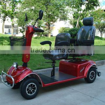 Four wheel electric scooter with two seat for twins