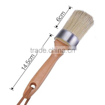 Natural hog bristle chalk painting brushes with round ferrule