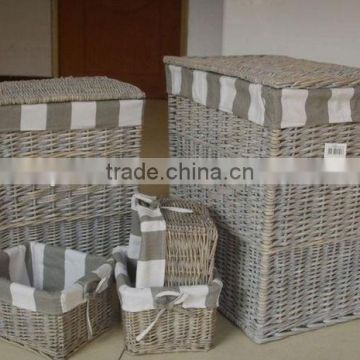 large rectangular black wicker laundry basket