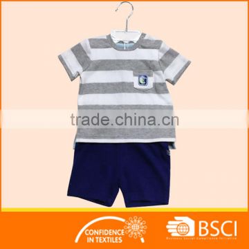 Yarn dyed baby boy summer shirt matching shorts fancy clothing set