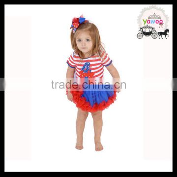 American National Day new born baby cotton rompers baby onesie wholesale smocked romper frock design for baby girl