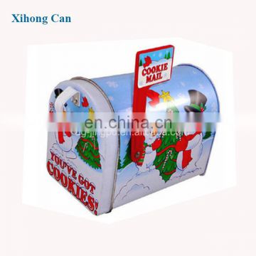 Popular decorative christmas ornaments mailbox shaped gifts tin box