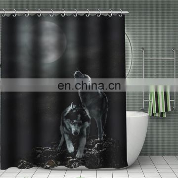 Print viking howling wolf theme waterproof moldlproof shower curtain