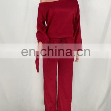 Wholesale Long Sleeves Tops And Loose Pants Work Clothing Two Piece Set For Women