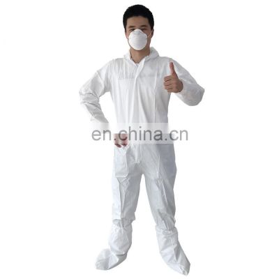 White  Disposable Hooded Microporous Coveralls Safety Overall