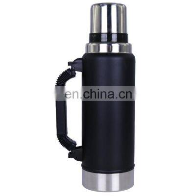 Outdoor large 1.25 L  stainless steel double wall insulation flask with folding handle