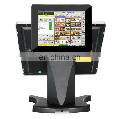 15'' Capacitive touch screen all in one POS with 8inch customer display system/cash register/cashier POS machine