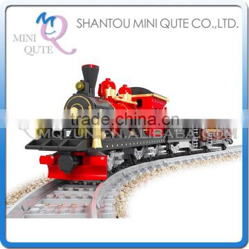 Mini Qute DIY intellect train rail track Transport vehicle action figure plastic building block model educational toy NO.25705