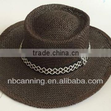 men's fashion mexican paper straw hats/cowboy hats bound with belt