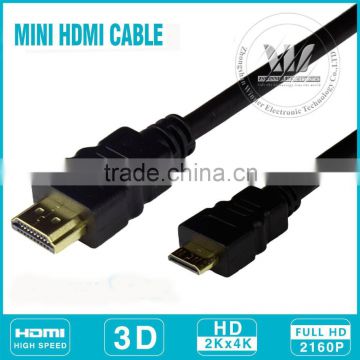 Mini HDMI type C cable with ethernet balck molded hdmi cable