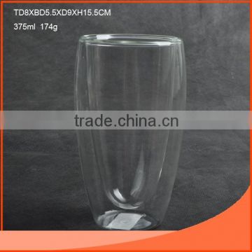 375ml hot sale clear double glass cup
