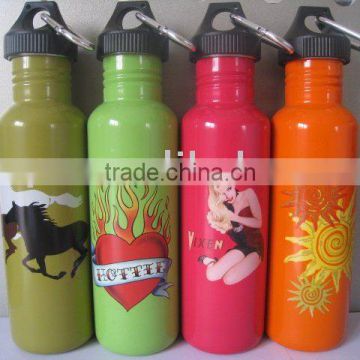 Unbreakable stainless steel sports bottle with different colors