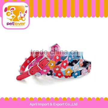 Pet Leather Collar Puppy Pet Neck Collar Sweet Flower Collar