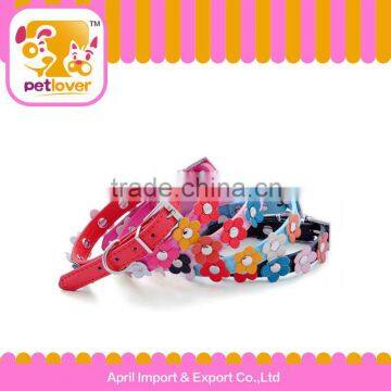 Flower decoration PU Leather Dog Cat Pet Collars