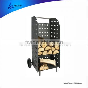 Heavy duty large metal firewood cart with wheels