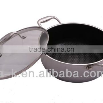 2014 non stick stainless steel cooker pot with glass lid