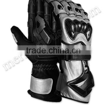 Silver Black Motorbike Gloves