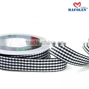 Premium Quality 2014 New Design Best Price For Gift Packaging Black And White Plaid Ribbon