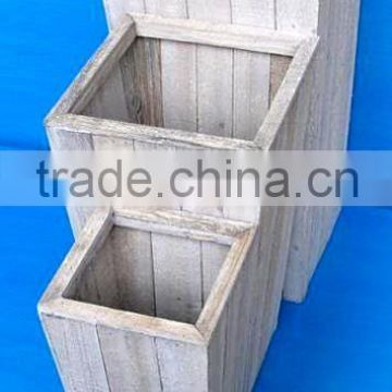 Square Wooden Outdoor Flower Planter Set of Three Pieces