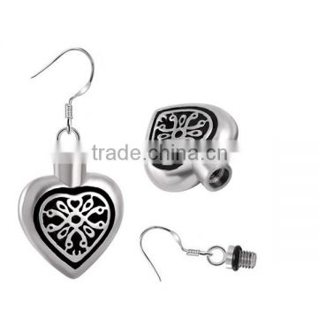 SRE8016 High Polished Filigree Heart Earring Enamel America Indian Cremation Jewelry Stainless Steel Earring