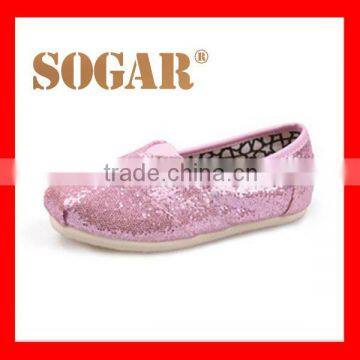 glitter casual childrens shoes for kids flat pink