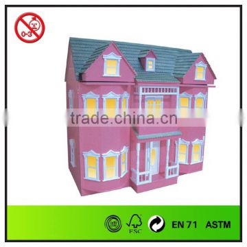 cheap educational wooden colorful doll house kits