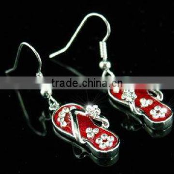 Dangle Red Slippers Earrings use Austrian Crystal CSE032