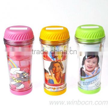 transparent double walls children coin box with music