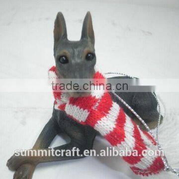 Mini resin Doberman dog christmas hanging decoration