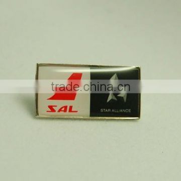 Rectangular metal badge with epoxy coating