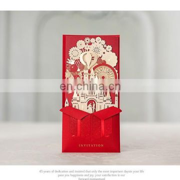 Just Arrival Wedding Items 5073 Red Fairy Tale Castle Laser Cut Wedding Invitation Card