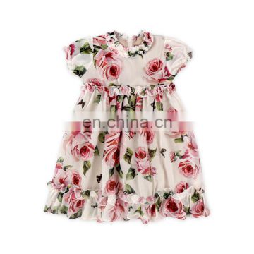Sleeveless Rose Shades chiffon flowers dress girls kids long design baby frock baby dress