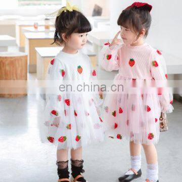 Girls autumn knitted stitching mesh skirt