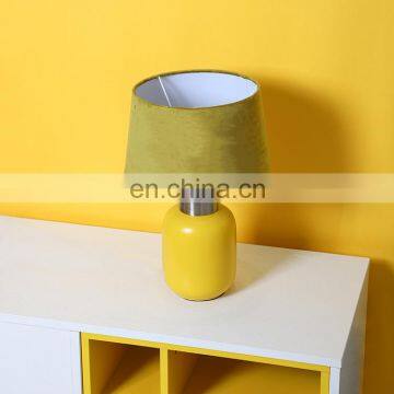 High quality custom cheap yellow matt nightstand lamps ceramic for hotel bedroom