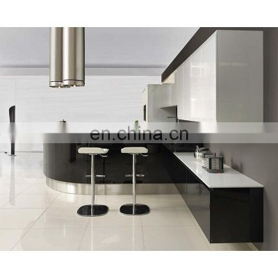 Modern style white black lacquer kitchen island round kitchen cabinets
