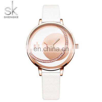 SHENGKE K0088 For Birthday Gift  Watch Women Elegant Analog Quartz Leather watch band  girl Watch